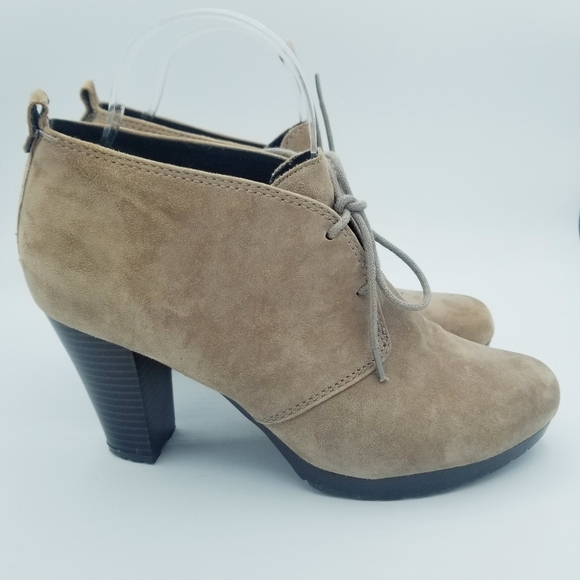 Giani Bernini Brown Tan Leather Suede Ankle Heeled Booties - size 9 - Picture 2 of 16